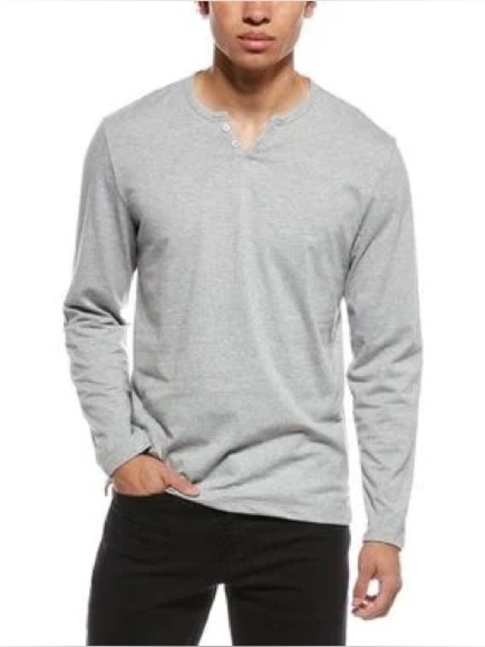 Kenneth Cole Men's Long-Sleeve Gray Henley Shirt Sz medium